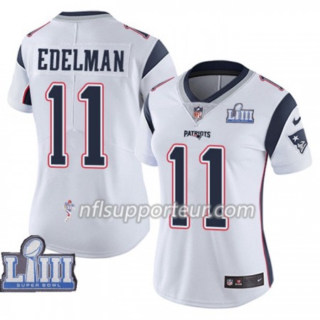 Maillot Femme New England Patriots Julian Edelman 11 Nike Blanc 2019 Super Bowl LIII 